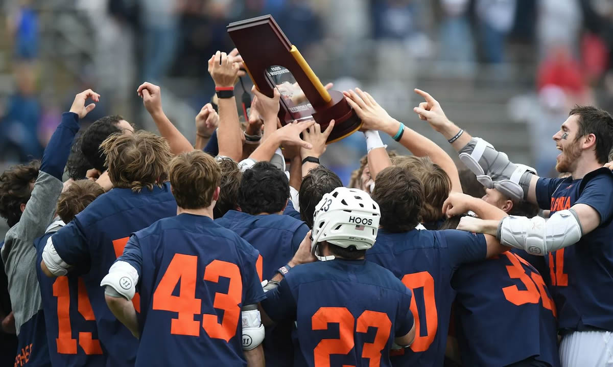 lacrosse team celebrates NCAA championship win