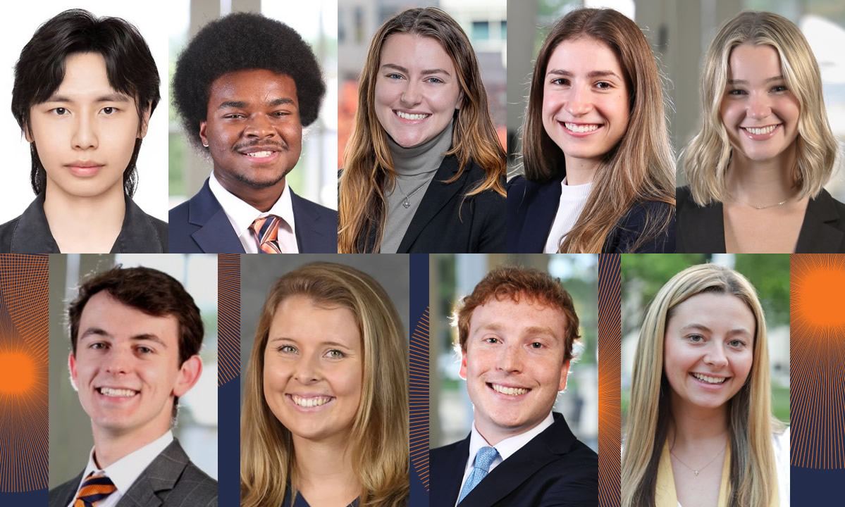 Top row: Muchen Bai, Peyton Hamlett, Maeghan Holzbaur, Mariann Kazakis, Tara Lydon. Bottom row: Connor Melko, Annika Meyer, Nick Quartapella, Laney Reed