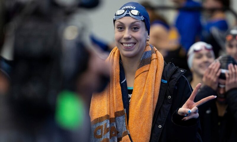 Gretchen Walsh has a lot to smile about these days as she nears the end of her remarkable swimming career at UVA. (UVA Athletics photo)