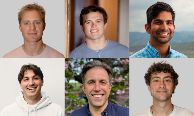 Top row: Peter Frelinghuysen, Co-Founder, Earth Brands; David Roselle (McIntire ’23), Founder and CEO, DoorList; Aakash Shah (A&S ’16), Founder, Wyndly. Bottom row: Griffin Spolansky (A&S ’19), Co-Founder and CEO, Mezcla; Brian Stempeck (A&S ’01), CEO and Co-Founder, Evertune AI; Misha Vitels, Co-Founder, Earth Brands