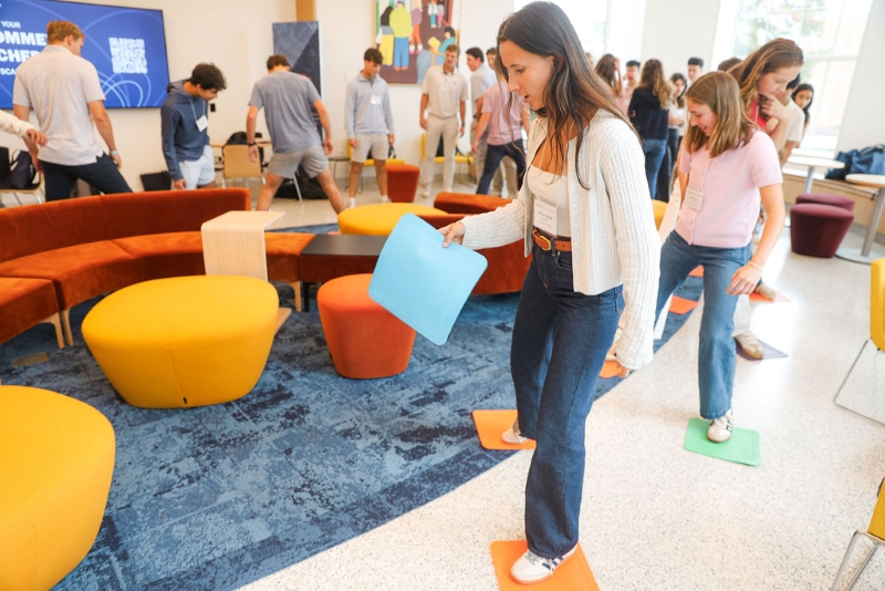 In the "Lava Leverage" session, second-years learn the power of teamwork as they navigate “lava,” where communication makes the difference between sinking and soaring.