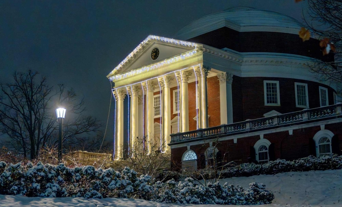 UVA Rotunda during Lighting of the Lawn (Photo by Erin Edgerton, University Communications)