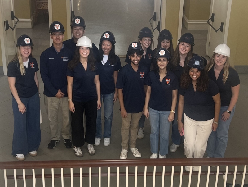 McIntire Ambassador team getting a sneak peek inside Shumway and Cobb Halls