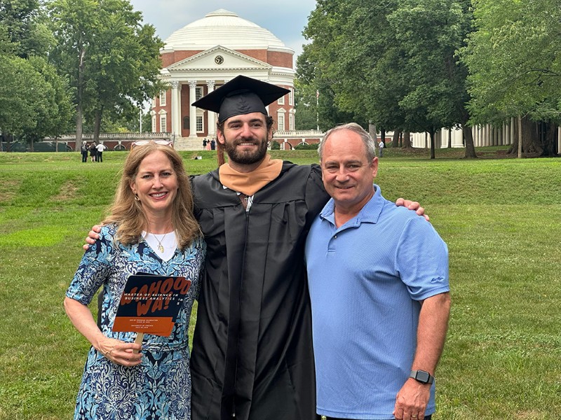 John Kyburz in cap and gown at UVA graduation