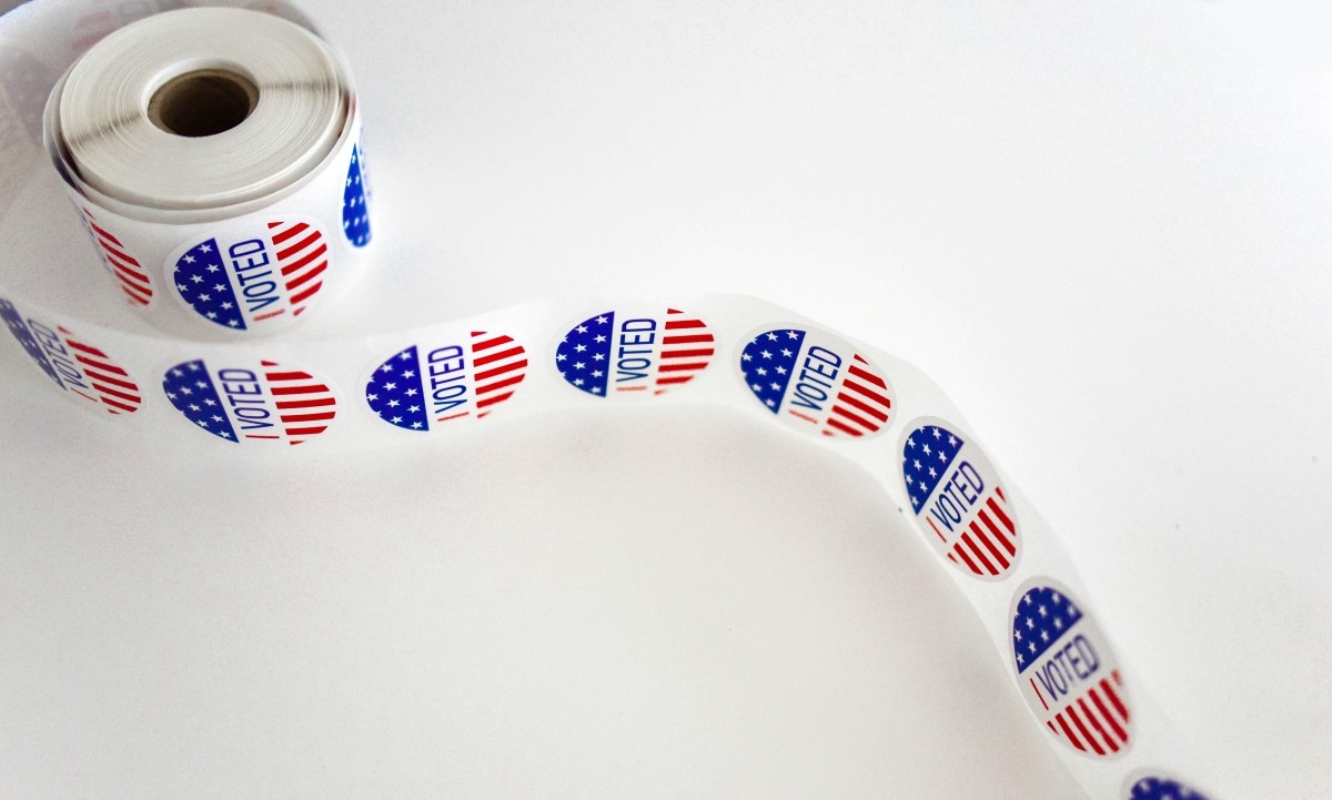 roll of I Voted stickers unwinding