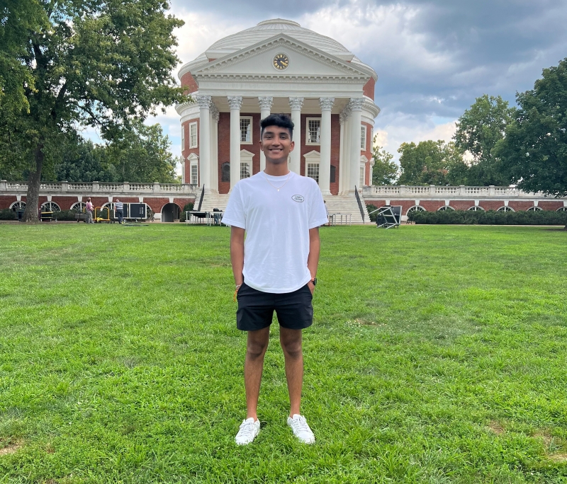 Roha _Misra standing in front of the UVA Rotunda
